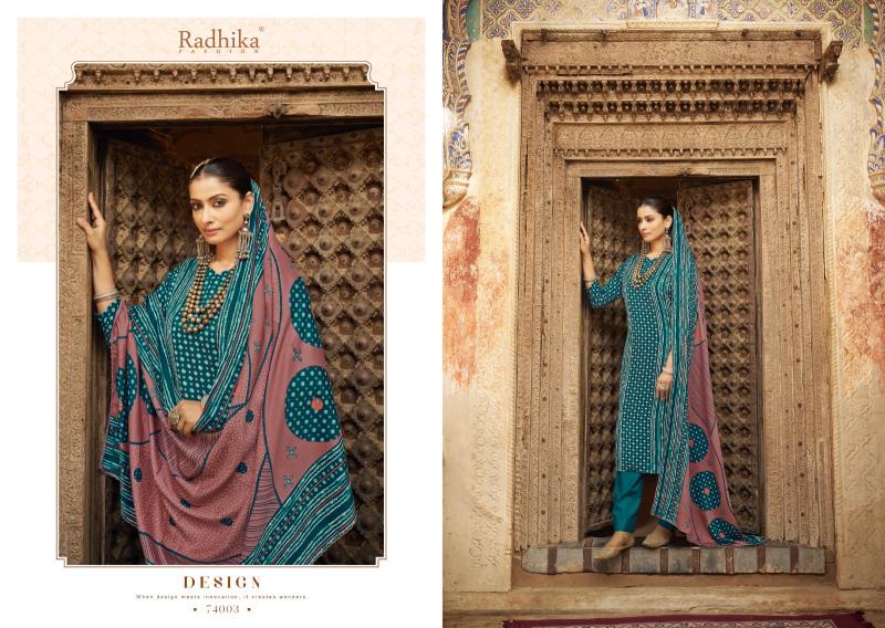 Radhika Sumyra Bandhej Pashmina dress material wholesale market in chennai