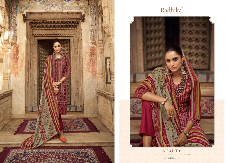 Radhika Sumyra Bandhej Pashmina dress material wholesale market in chennai