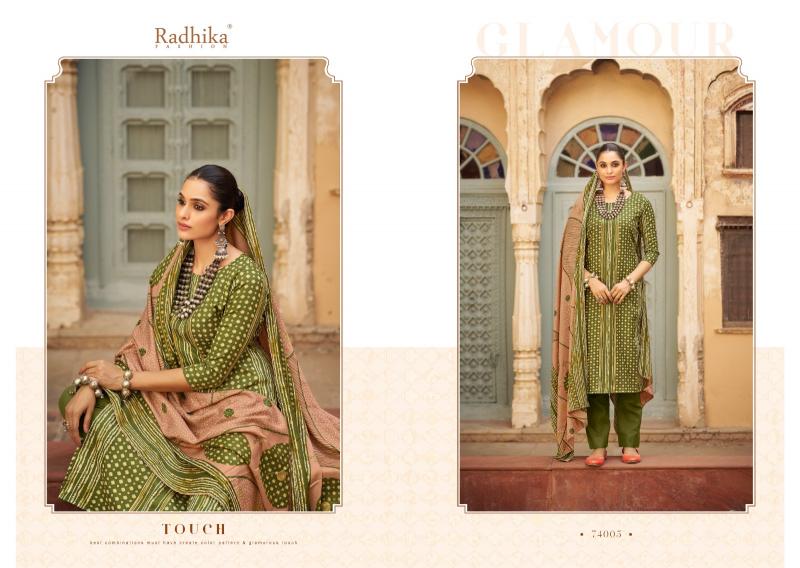 Radhika Sumyra Bandhej Pashmina dress material wholesale market in chennai