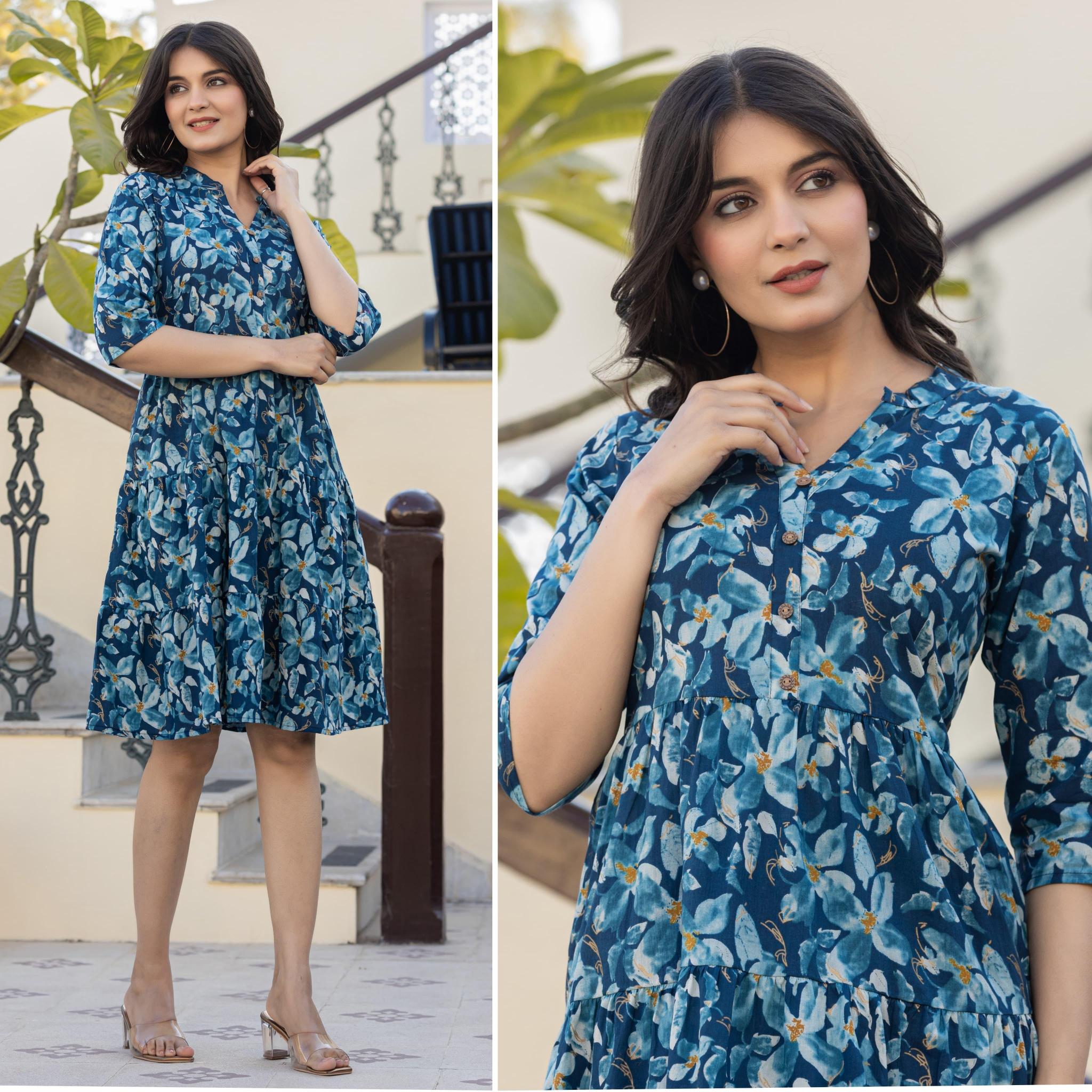 Sabella Cotton High Neck Ruffle Midi Dress Western Wear Wholesale catalog