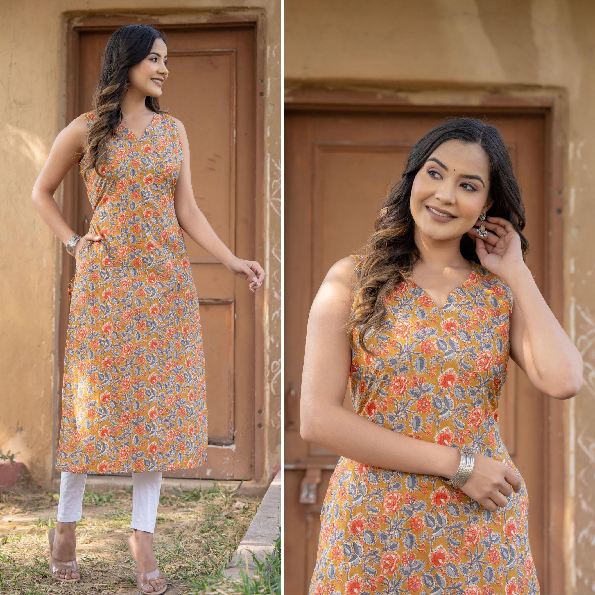 Sabella Cotton Sleeveless Kurti online india