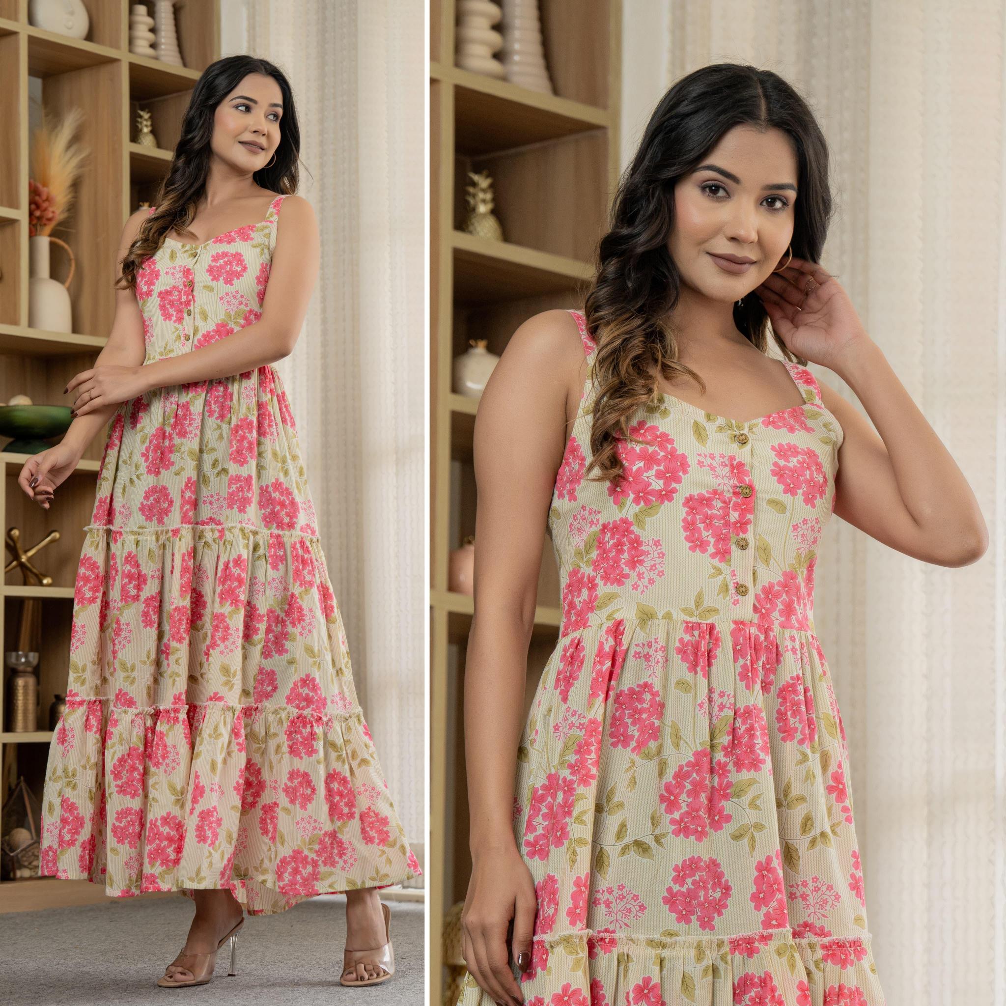 Sabella Cotton Sleeveless Ruffle Maxi Western Dress Wholesale catalog