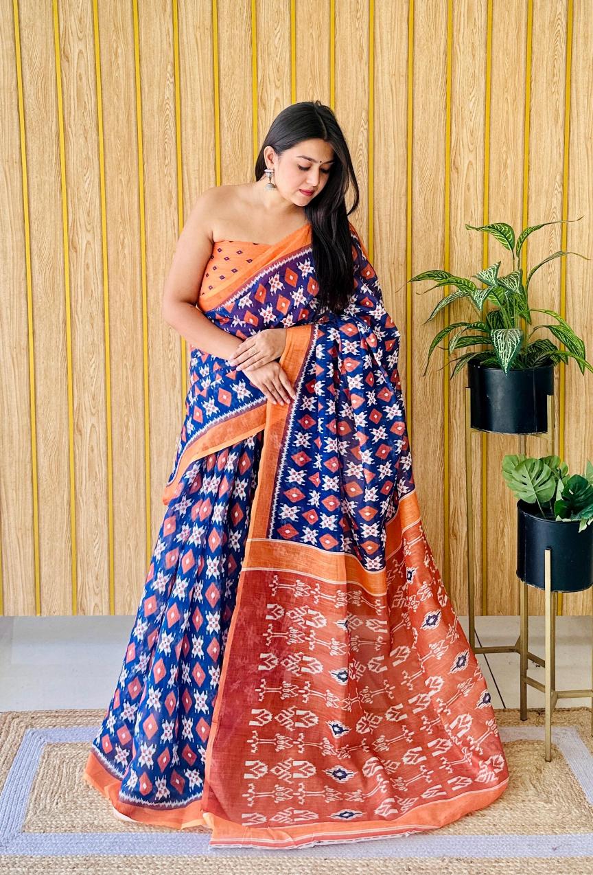 Sabella Md Sita B Linen Silk digital india saree