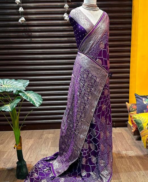 Sabella Rich and premium Rich and premium moonga soft silk bandhani saree online shopping india