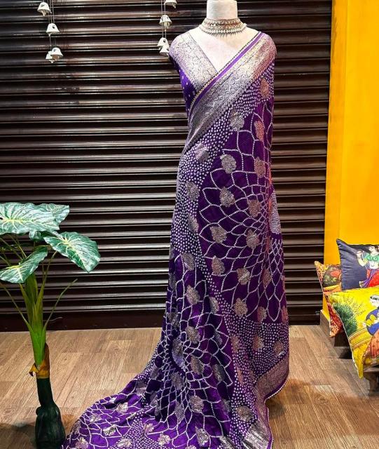 Sabella Rich and premium Rich and premium moonga soft silk bandhani saree online shopping india