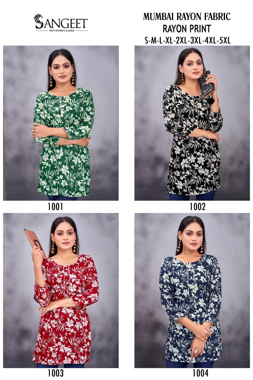 Sangeet Mumbai Rayon Print Short kurti online purchase india