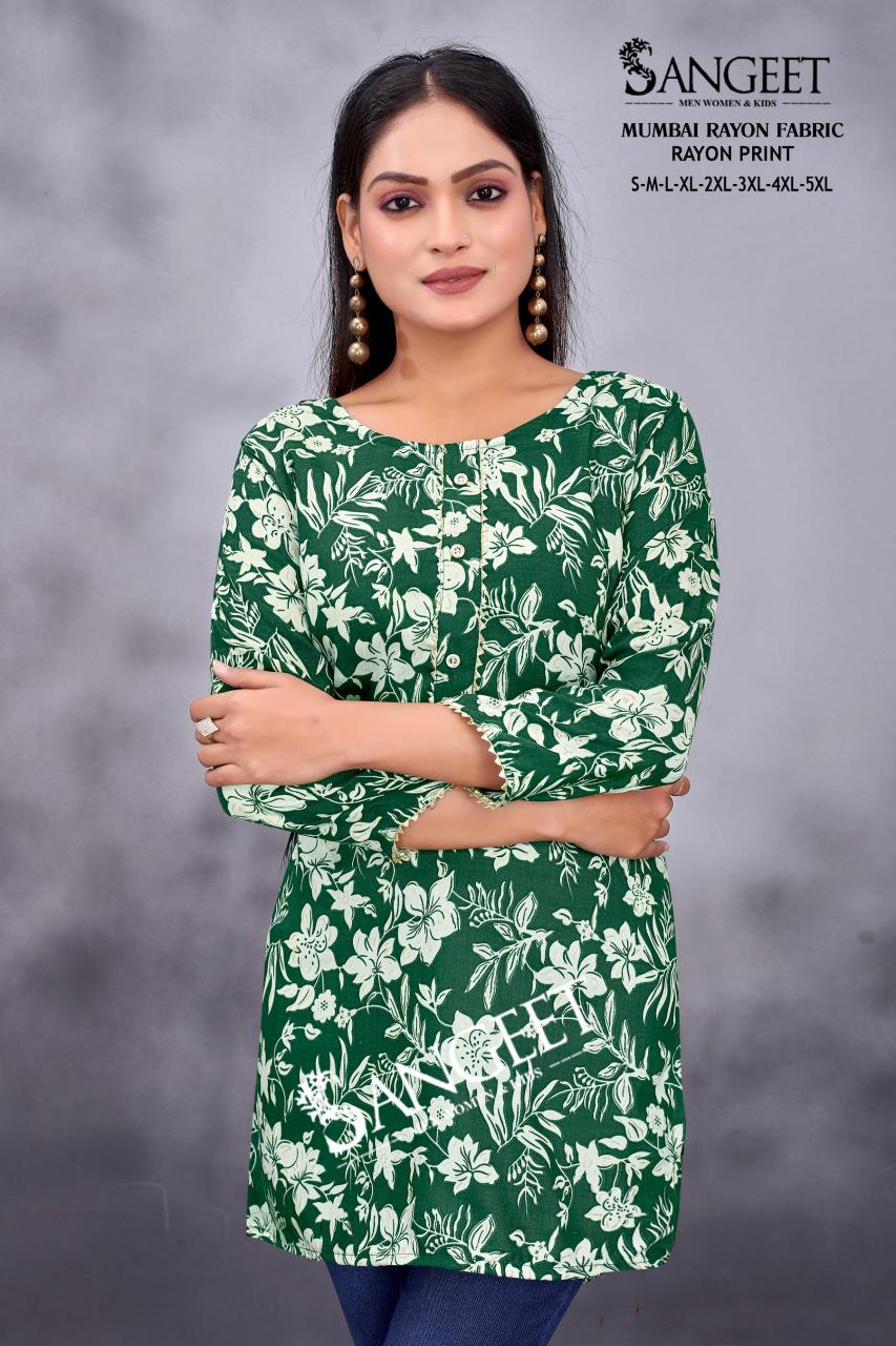 Sangeet Mumbai Rayon Print Short kurti online purchase india