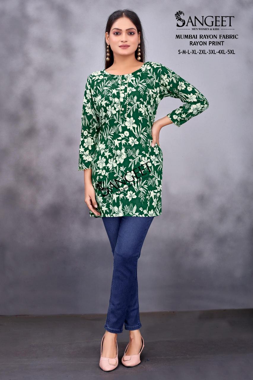 Sangeet Mumbai Rayon Print Short kurti online purchase india