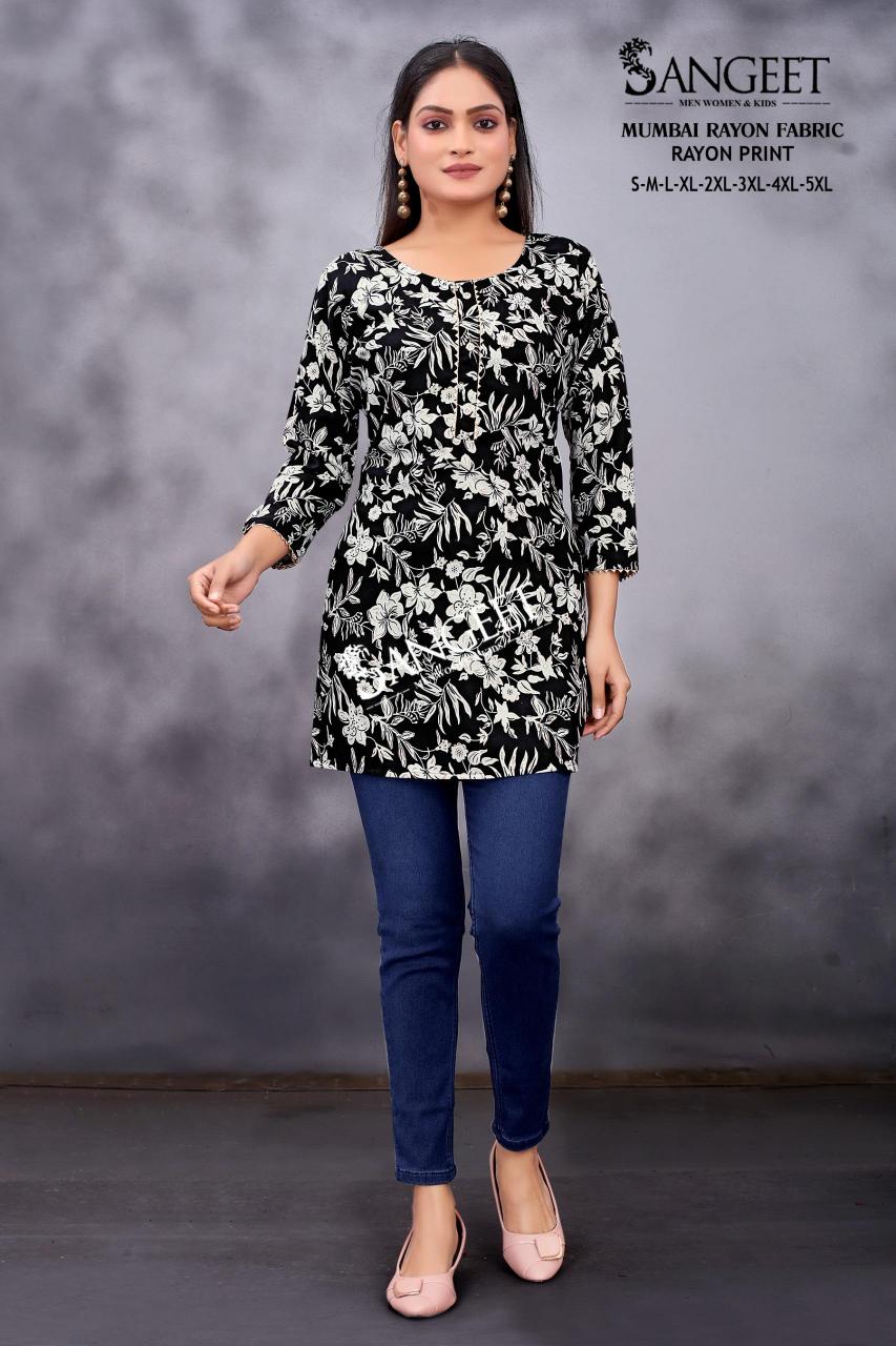 Sangeet Mumbai Rayon Print Short kurti online purchase india