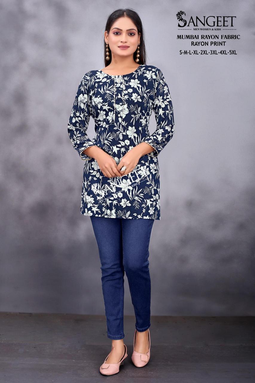 Sangeet Mumbai Rayon Print Short kurti online purchase india