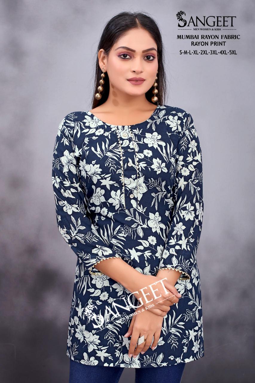 Sangeet Mumbai Rayon Print Short kurti online purchase india