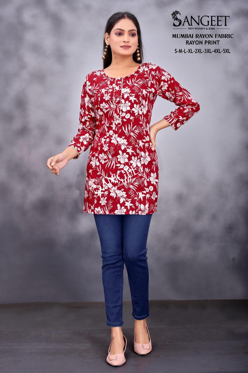 Sangeet Mumbai Rayon Print Short kurti online purchase india