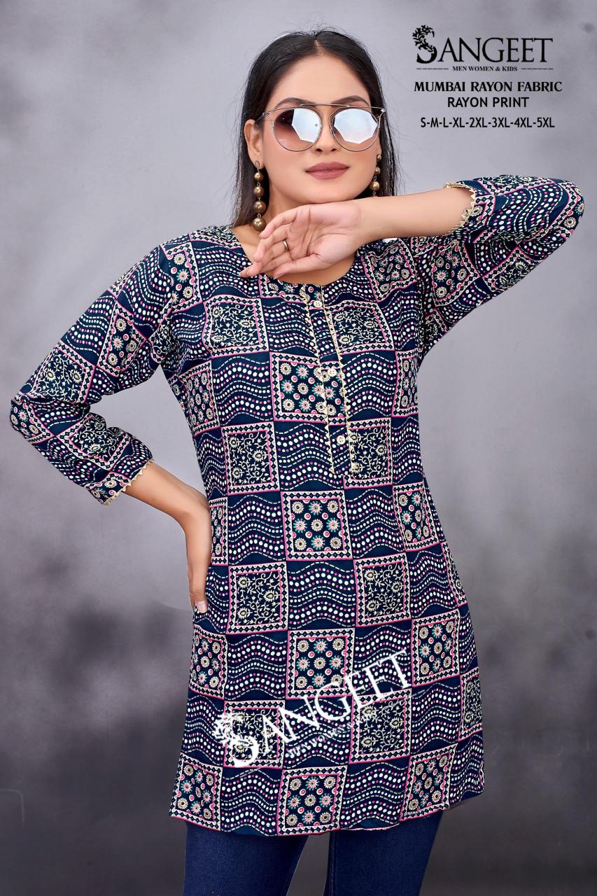 Sangeet Mumbai Rayon Print Vol 2 Short kurti global desi india