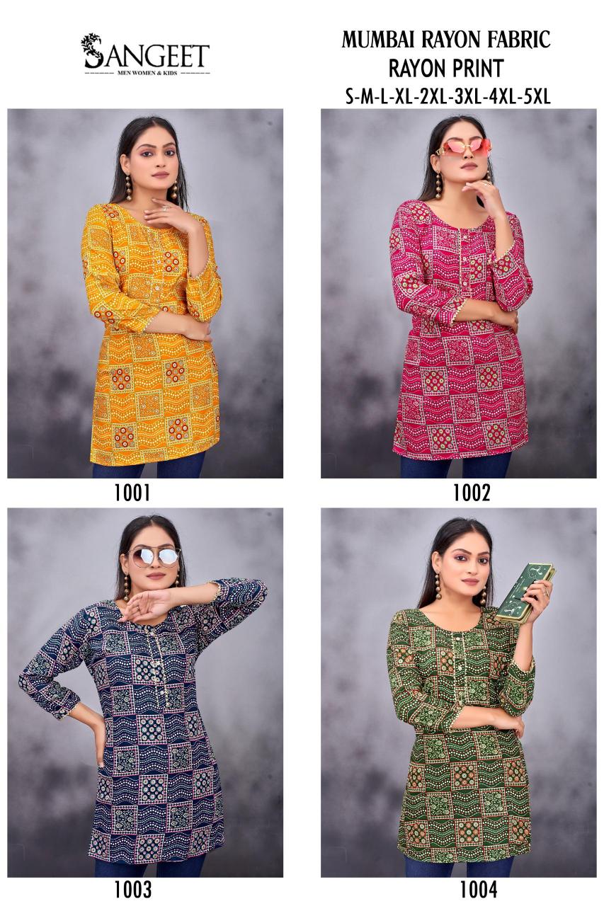 Sangeet Mumbai Rayon Print Vol 2 Short kurti global desi india