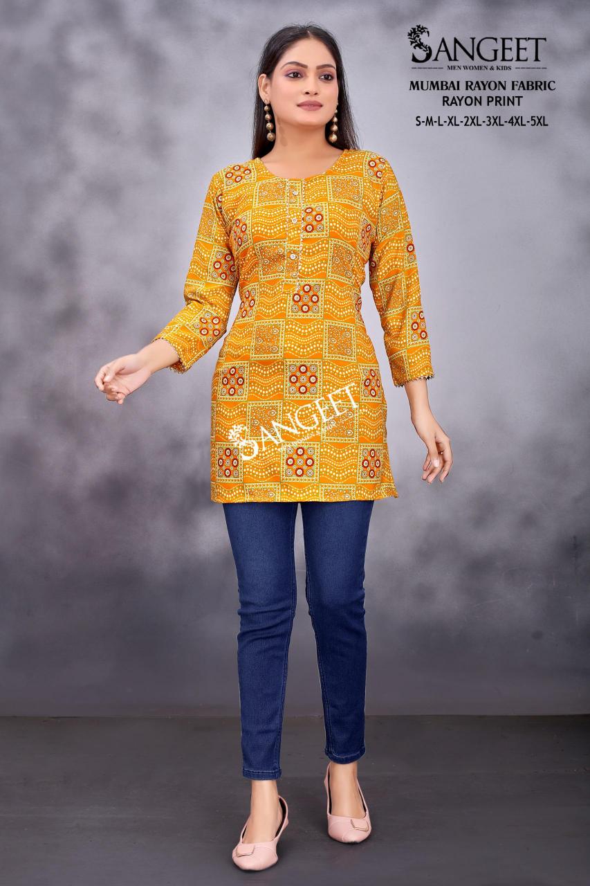 Sangeet Mumbai Rayon Print Vol 2 Short kurti global desi india