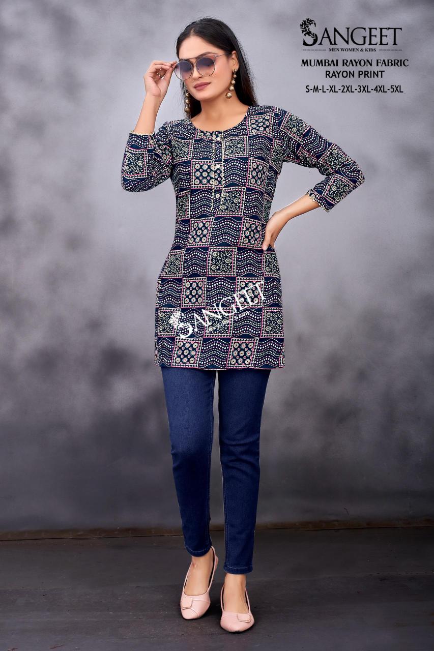 Sangeet Mumbai Rayon Print Vol 2 Short kurti global desi india