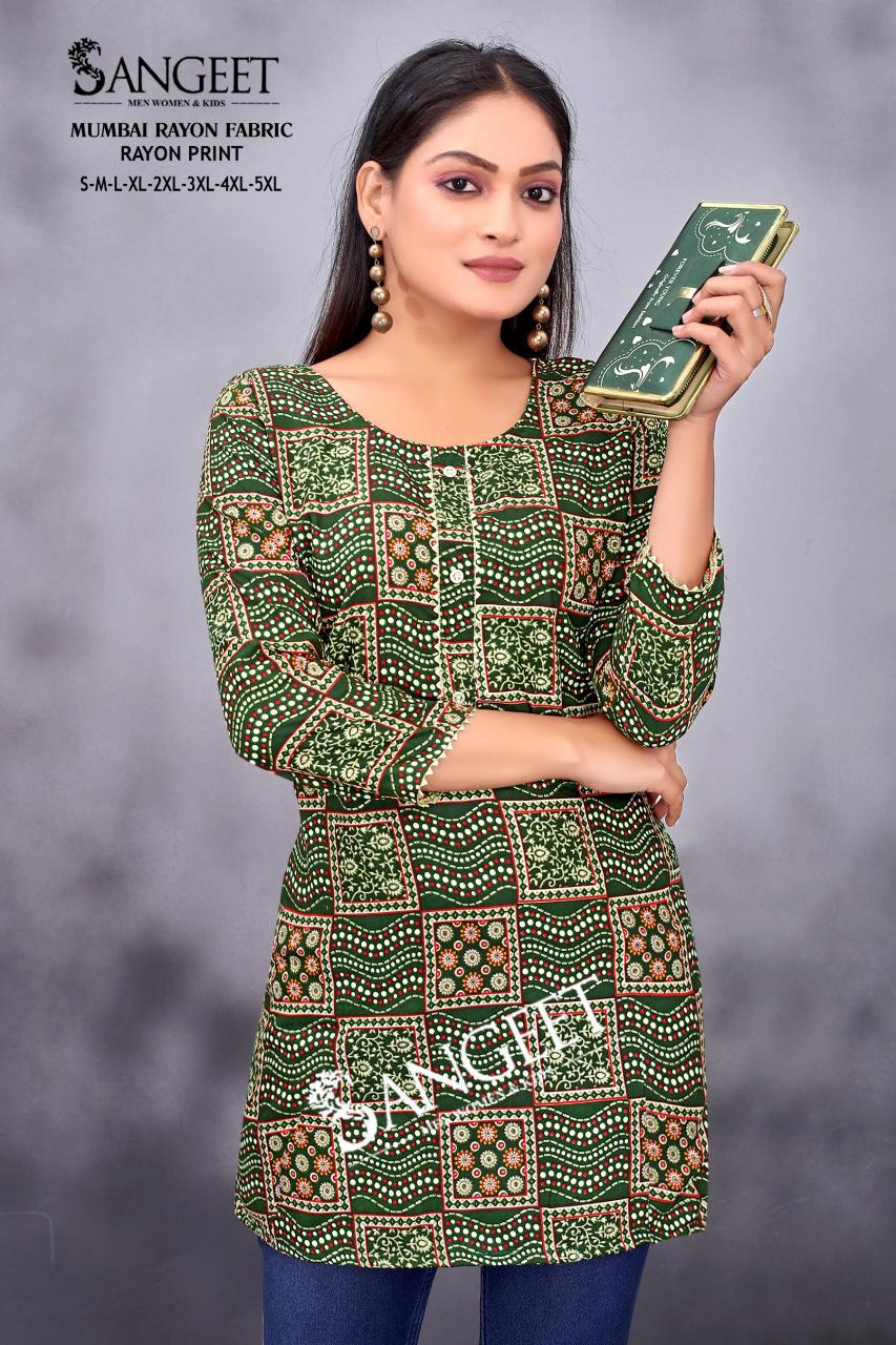 Sangeet Mumbai Rayon Print Vol 2 Short kurti global desi india