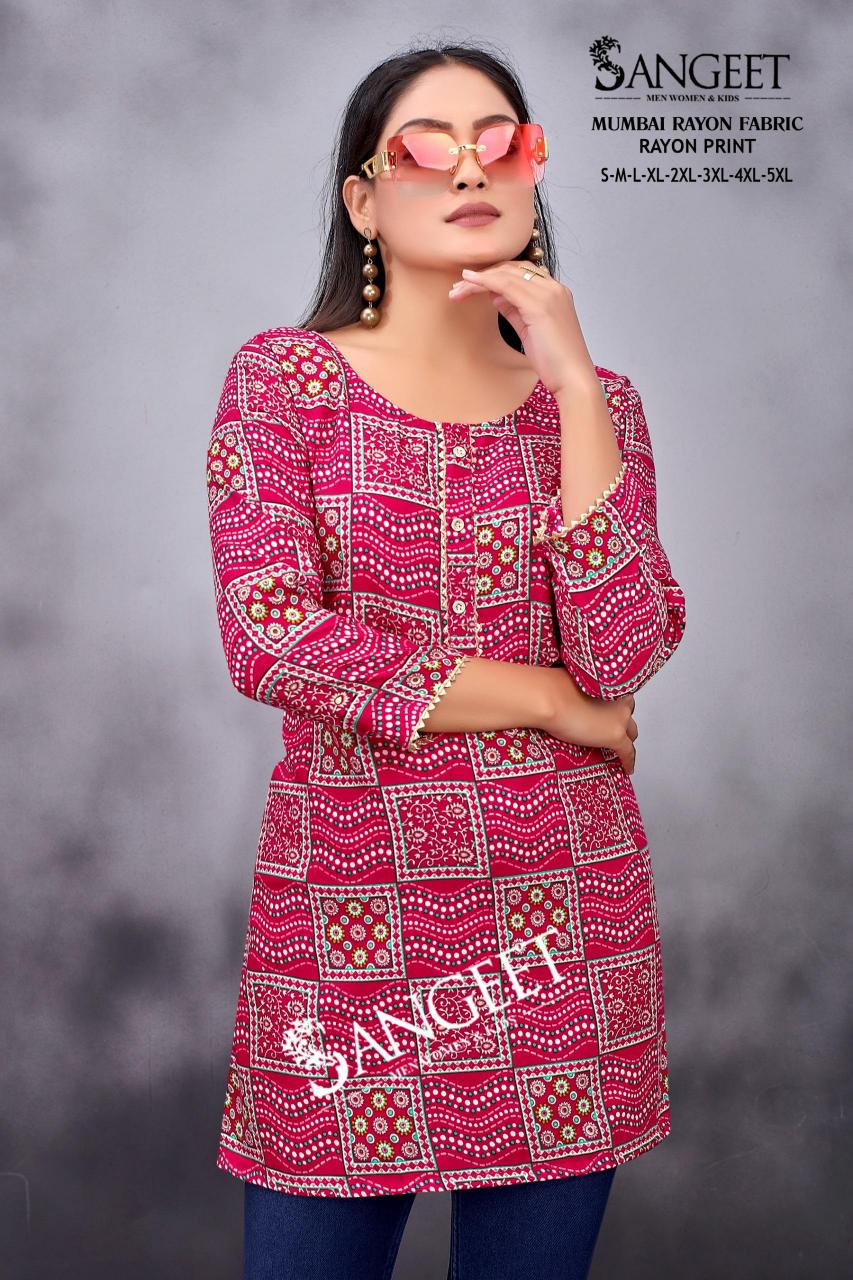 Sangeet Mumbai Rayon Print Vol 2 Short kurti global desi india