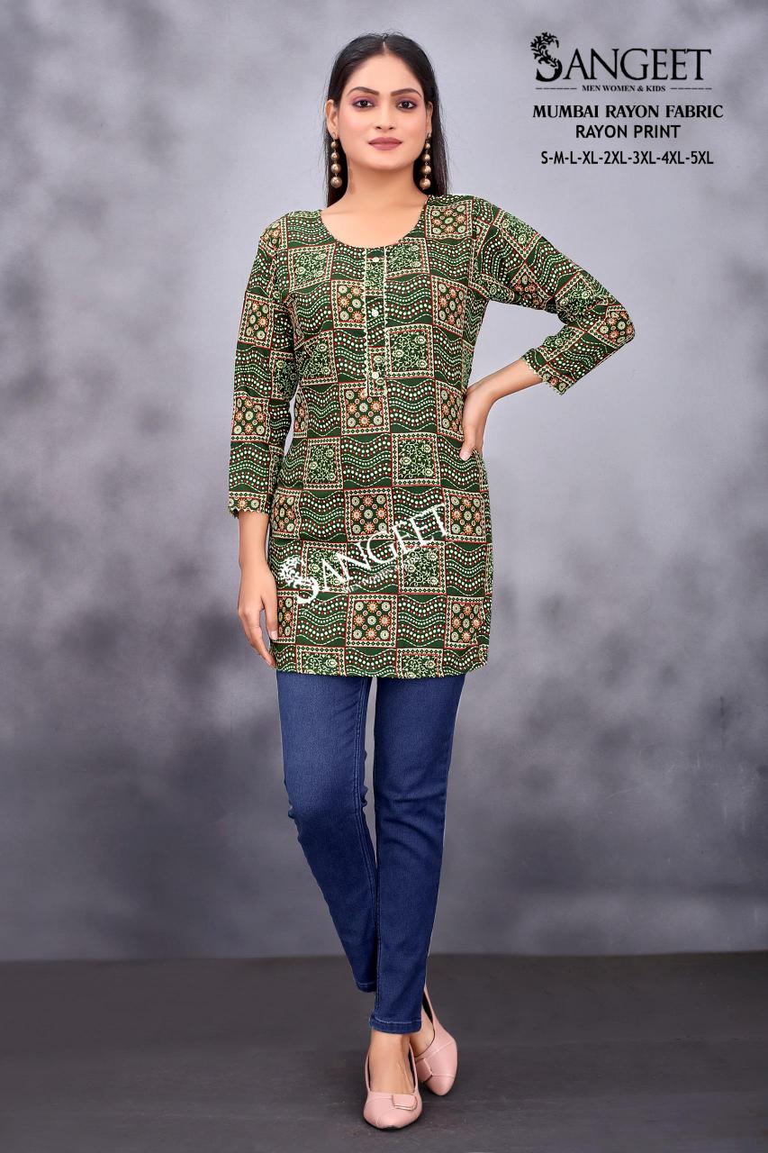 Sangeet Mumbai Rayon Print Vol 2 Short kurti global desi india