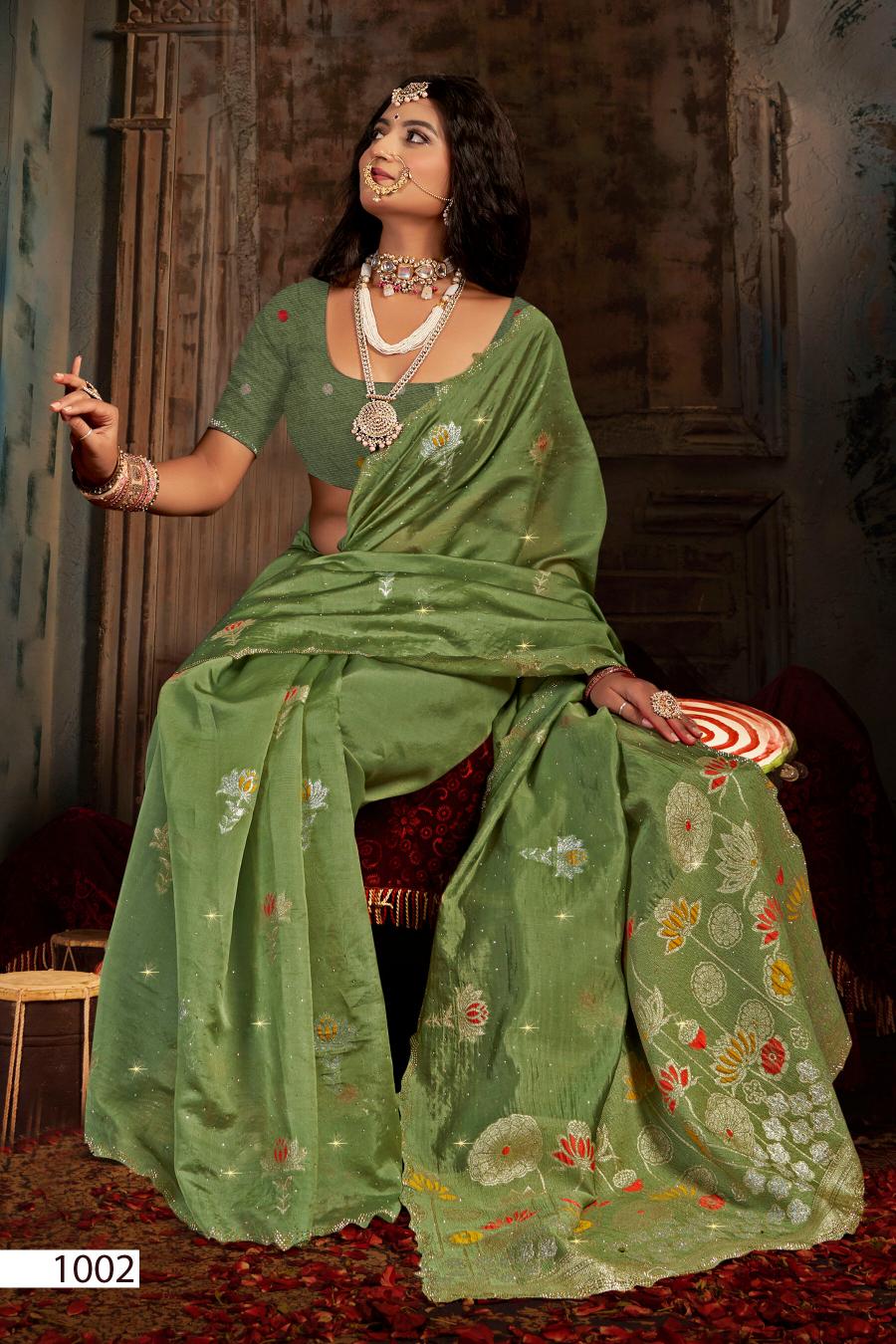 Saroj Filmi Fashion Swarovski vol.1 organza silk saree in surat with price wholesale