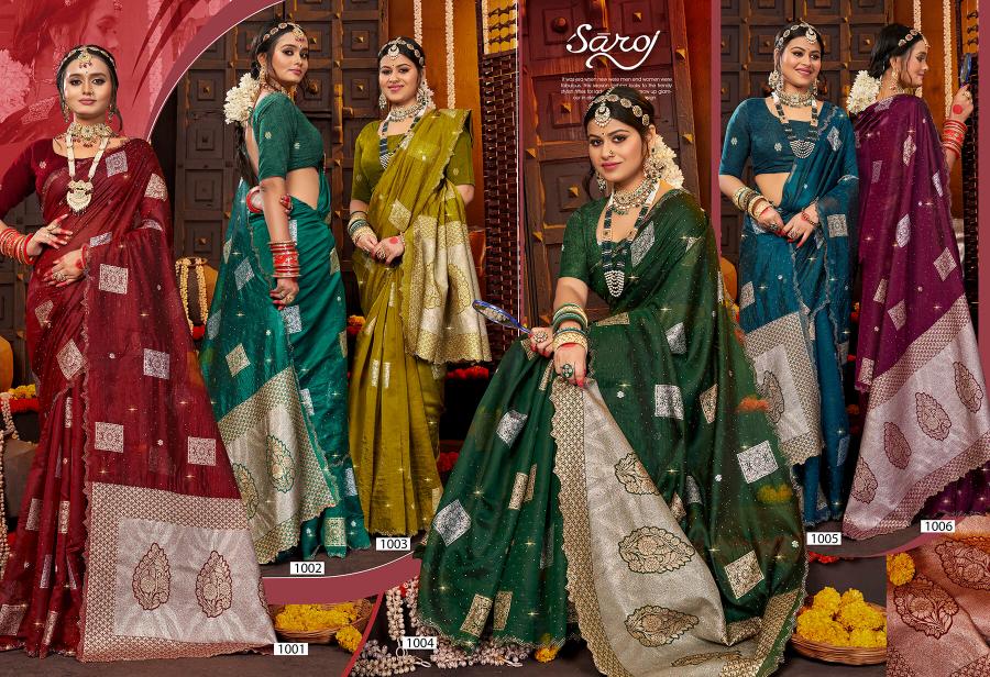 Saroj Filmi Fashion Swarovski vol.2 organza silk saree in surat with price wholesale