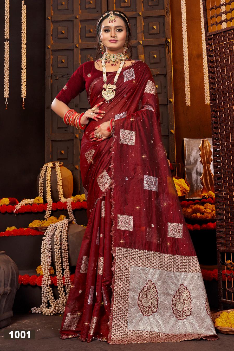 Saroj Filmi Fashion Swarovski vol.2 organza silk saree in surat with price wholesale