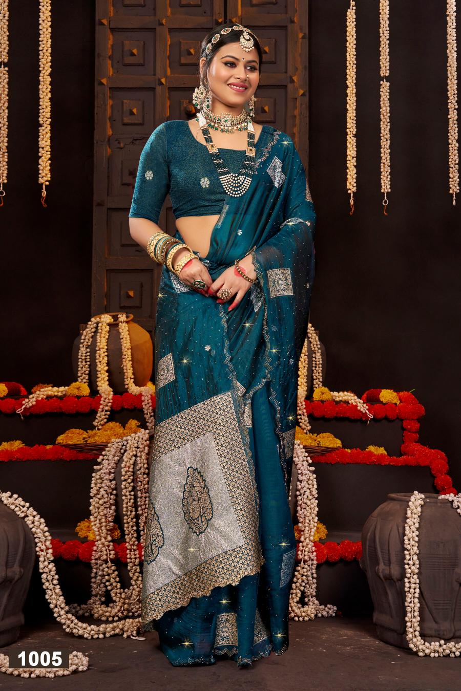 Saroj Filmi Fashion Swarovski vol.2 organza silk saree in surat with price wholesale