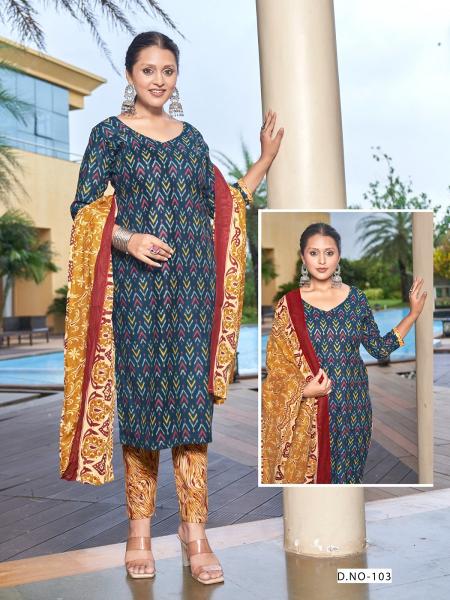 SC Sky Gold Vol-1 – Ajrak Special Kurti Pant With Dupatta - Wholesale Catalog