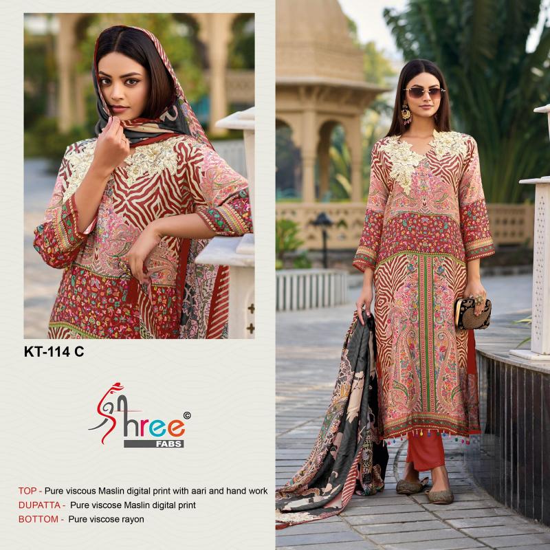 Shree Fabs Kt 114 Maslin Digital Printed pakistani wholesale suits india