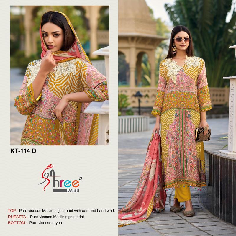 Shree Fabs Kt 114 Maslin Digital Printed pakistani wholesale suits india