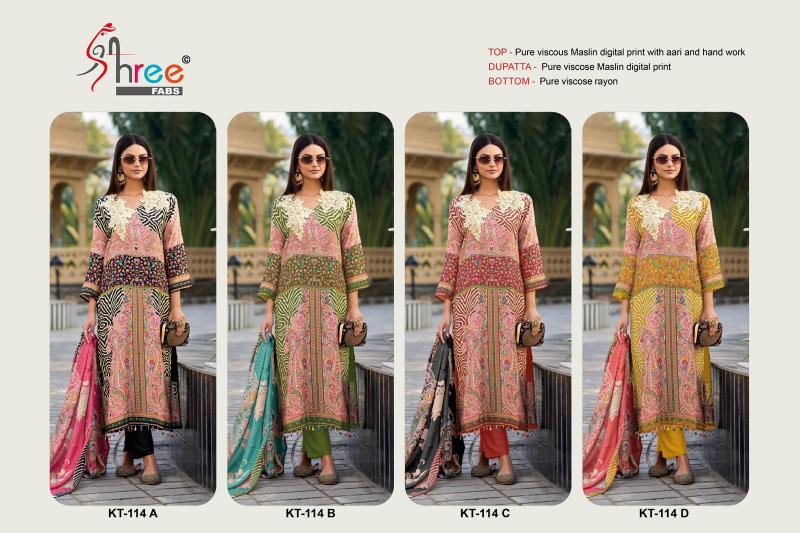 Shree Fabs Kt 114 Maslin Digital Printed pakistani wholesale suits india