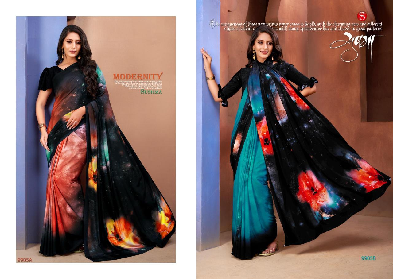 Sushma Digital Classy Crape Sarees Wholesale Catalog