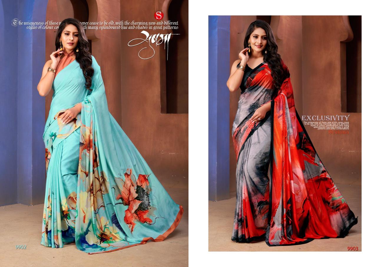 Sushma Digital Classy Crape Sarees Wholesale Catalog