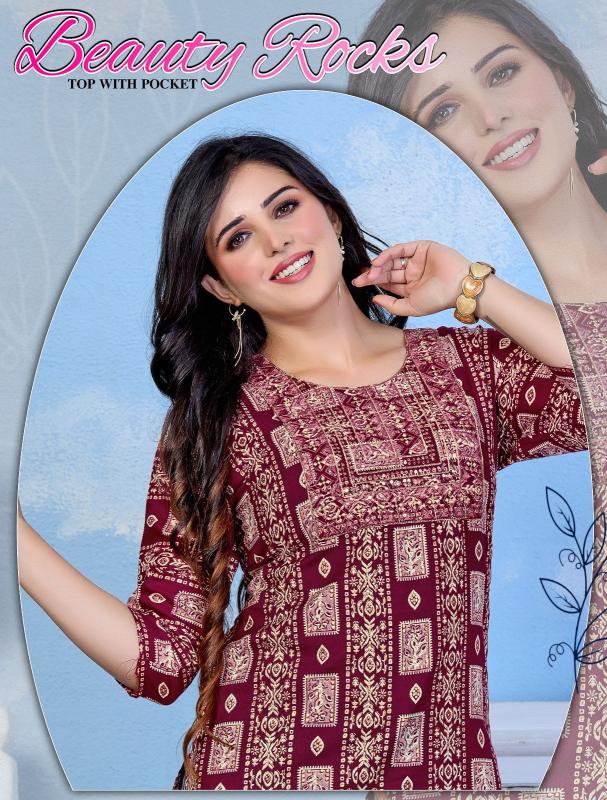 Trendy Beauty Rocks asymmetric Short kurtis online india