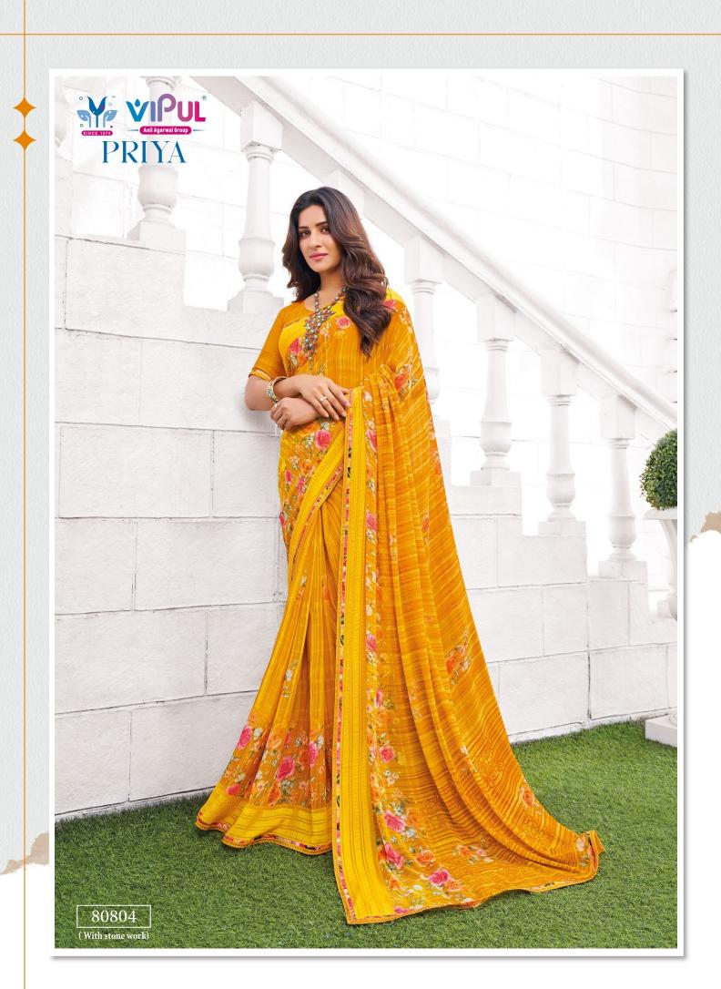 Vipul Priya yellow georgette saree online india