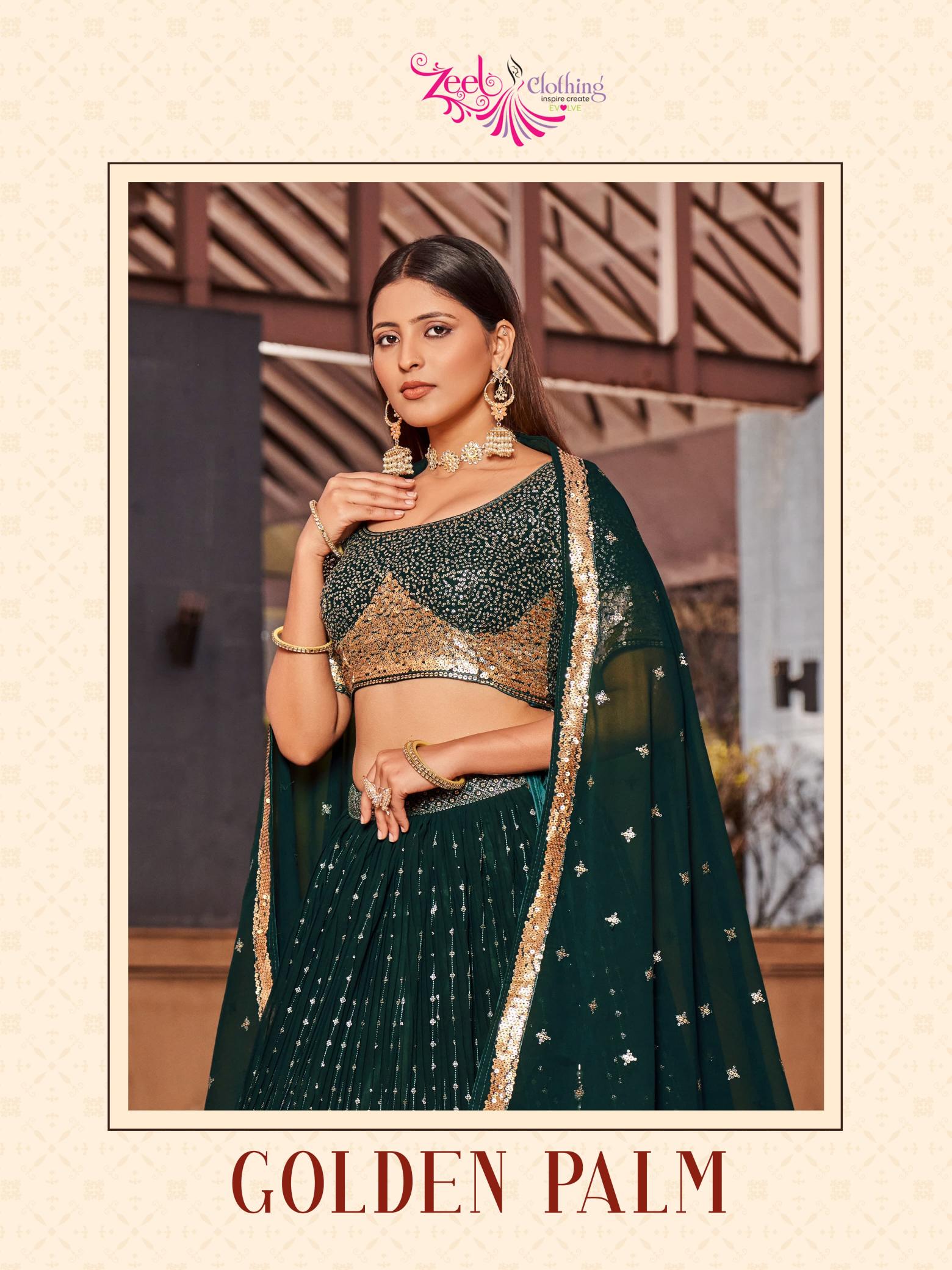 Zeel Clothing Golden Palm lehenga wholesalers in chandni chowk