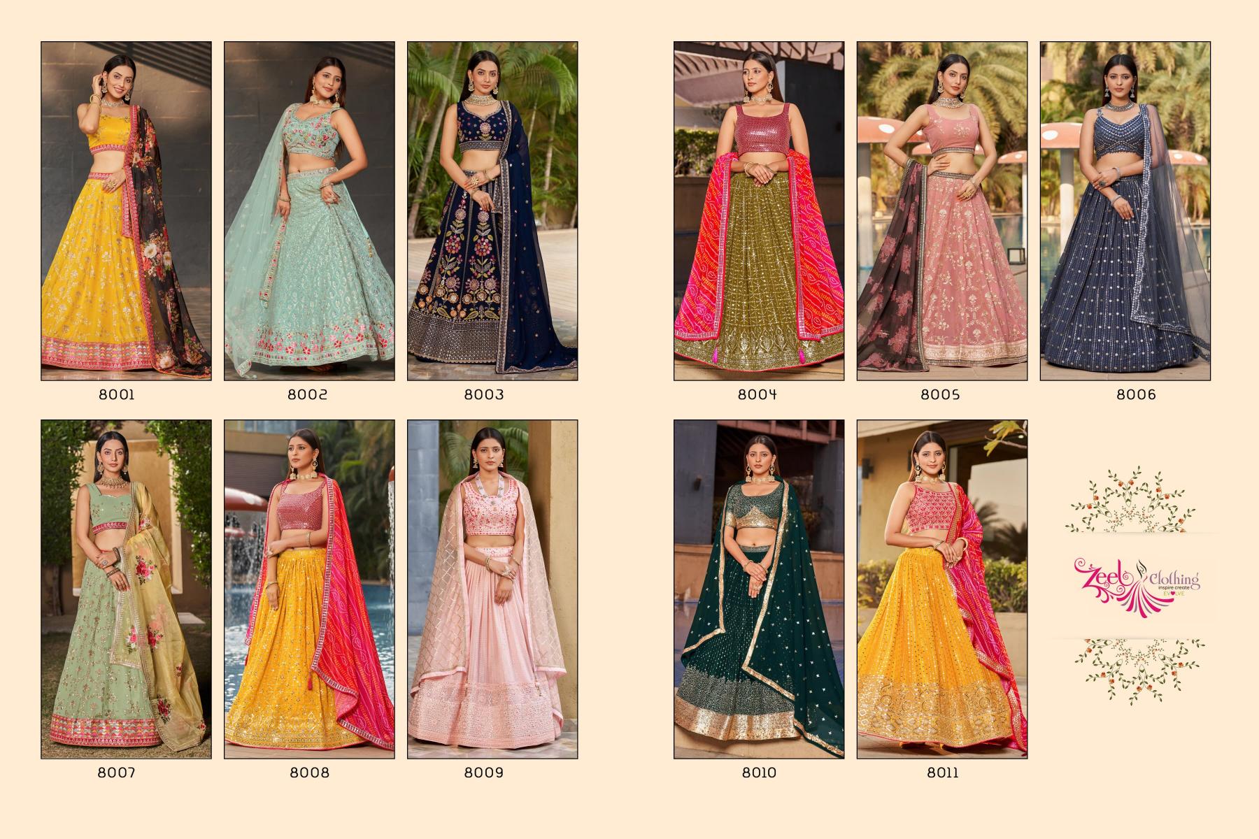 Zeel Clothing Golden Palm lehenga wholesalers in chandni chowk