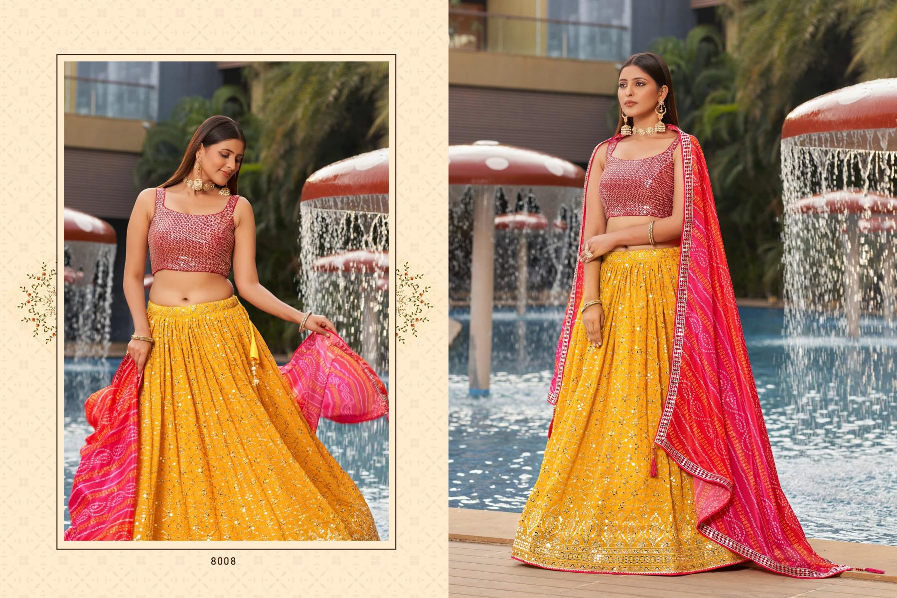 Zeel Clothing Golden Palm lehenga wholesalers in chandni chowk