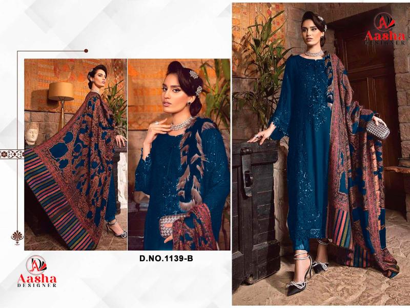 Aasha 1139 A To D Catalog Chiffon Dupatta pakistani suits new collection