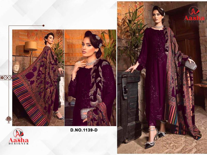 Aasha 1139 A To D Catalog Chiffon Dupatta pakistani suits new collection