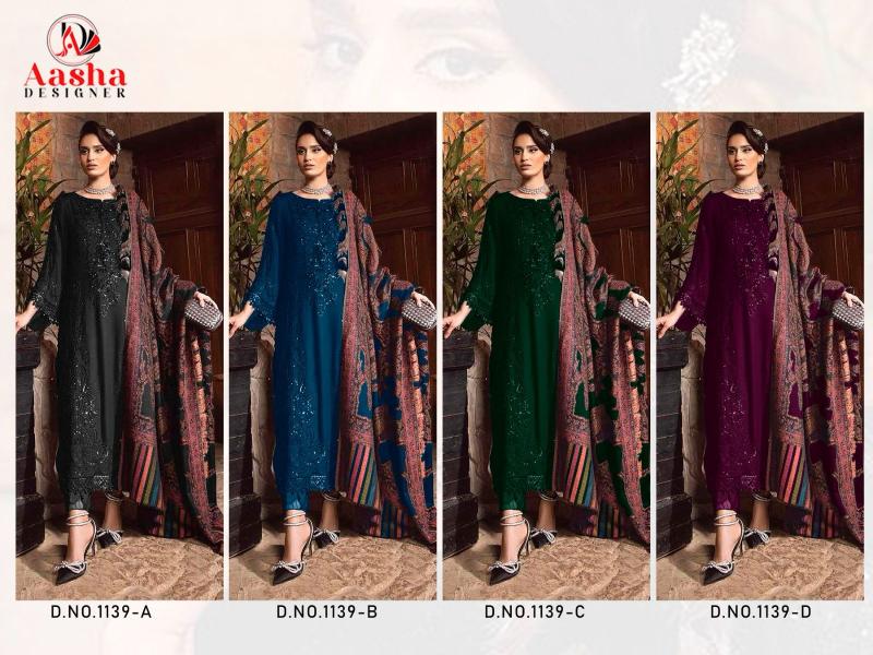 Aasha 1139 A To D Catalog Chiffon Dupatta pakistani suits new collection