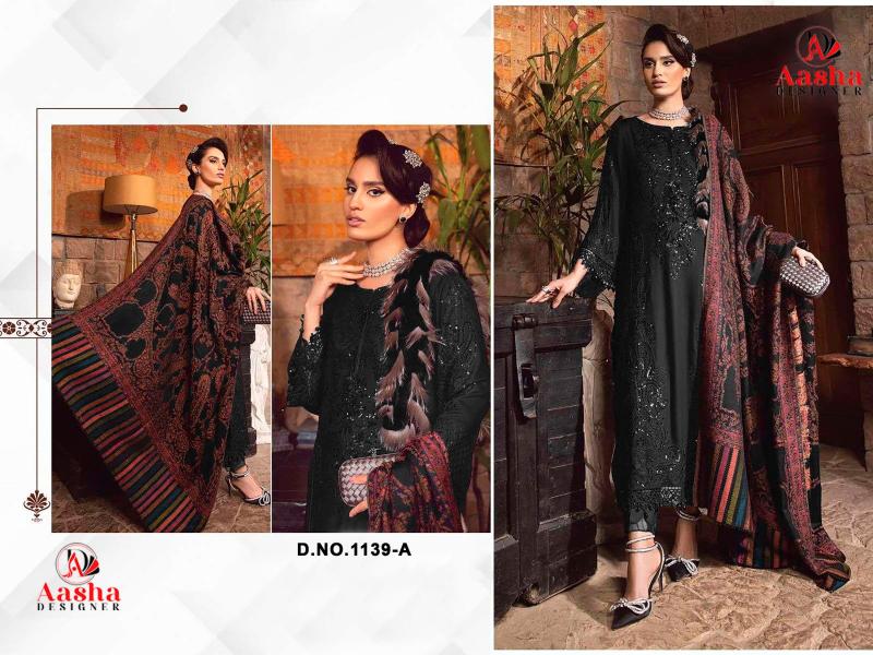 Aasha 1139 A To D Catalog Chiffon Dupatta pakistani suits new collection