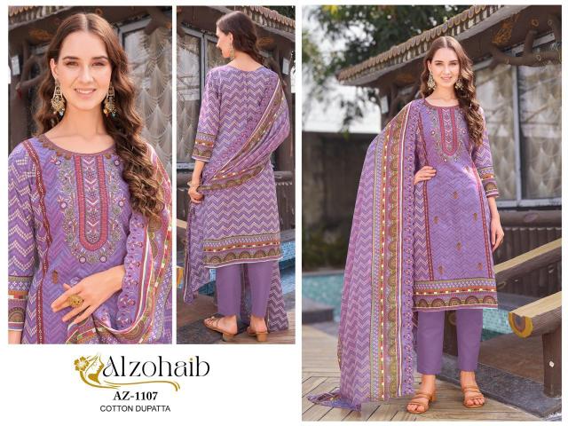 Alzohaib Az 1106 To 1111 Catalog Cotton Embroidered Pakistani Suits