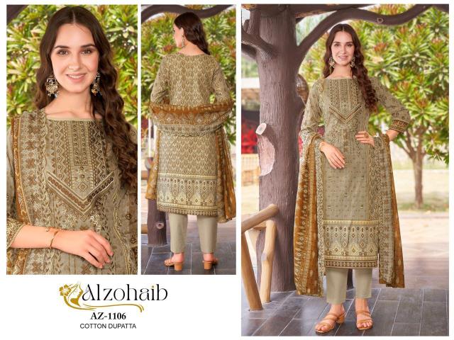 Alzohaib Az 1106 To 1111 Catalog Cotton Embroidered Pakistani Suits