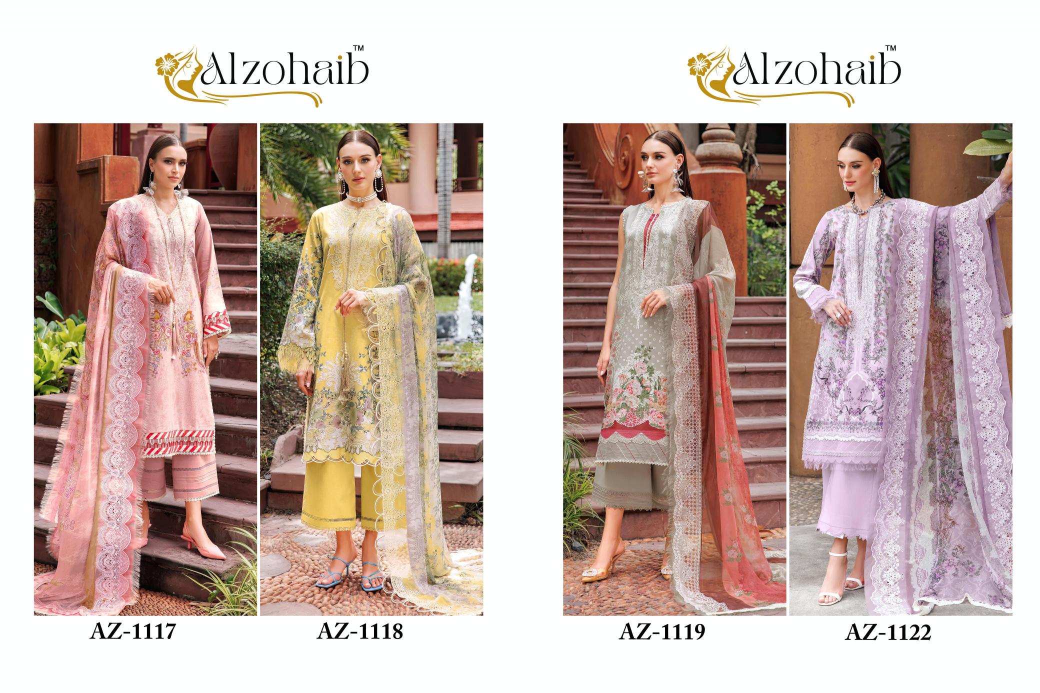 Alzohaib Az 1117 To 1122 Chiffon Dupatta order pakistani suits online