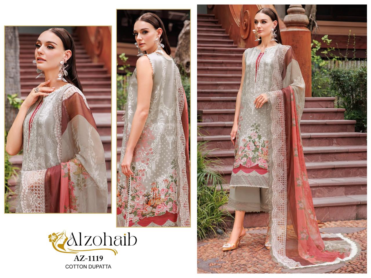 Alzohaib Az 1117 To 1122 Chiffon Dupatta order pakistani suits online