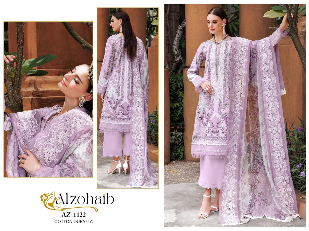 Alzohaib Az 1117 To 1122 Chiffon Dupatta order pakistani suits online