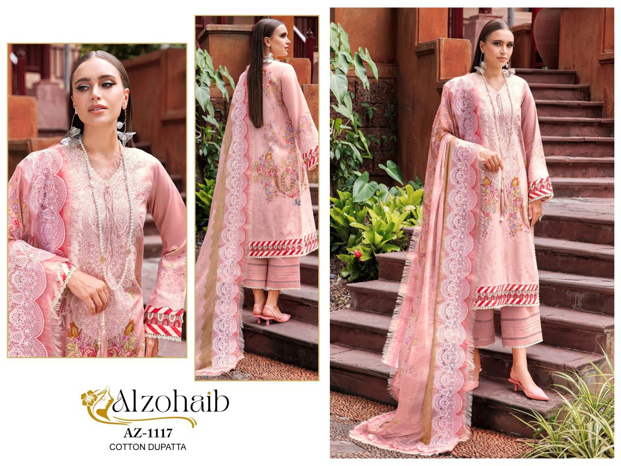 Alzohaib Az 1117 To 1122 Chiffon Dupatta order pakistani suits online