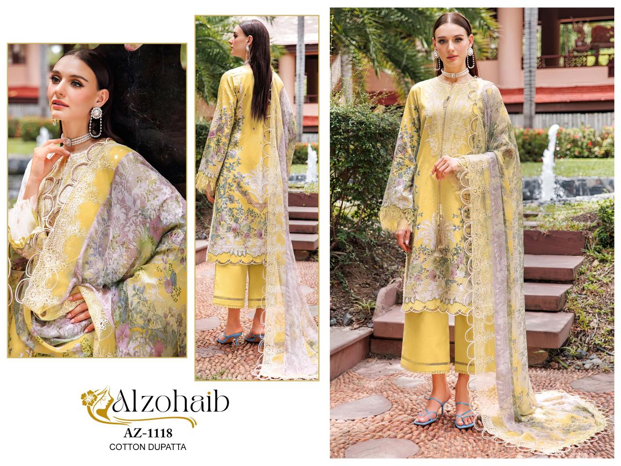 Alzohaib Az 1117 To 1122 Chiffon Dupatta order pakistani suits online