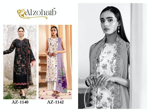 Alzohaib Az 1140 and 1142 Catalog Chiffon Dupatta pakistani suits in lajpat nagar